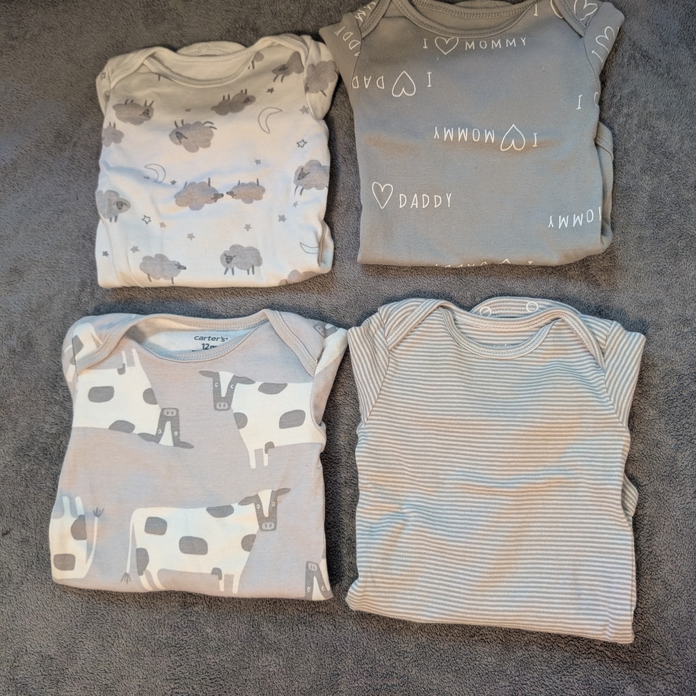 Gray and White Baby Onesies Set